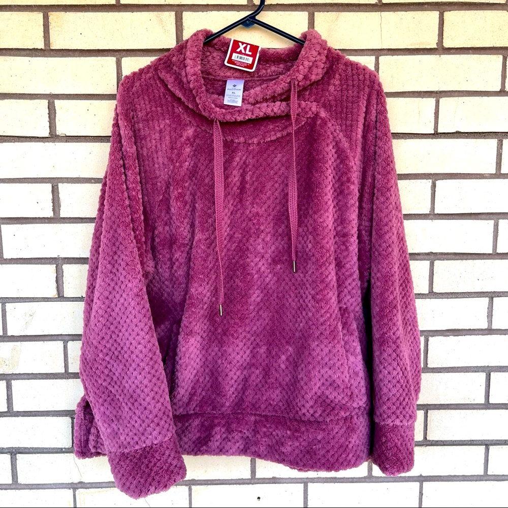 NWT Members Mark Cozy Textured plush pullover hooded XL